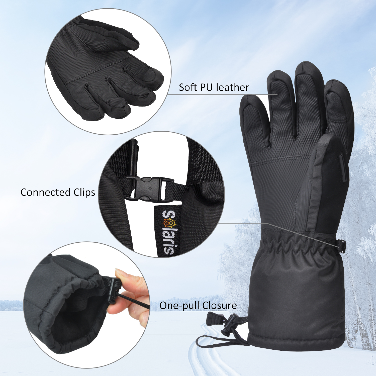 thumbnail image 2 of Elesyde Thermal Windproof Waterproof Winter Gloves With Touchscreen Fingers 2 of 4